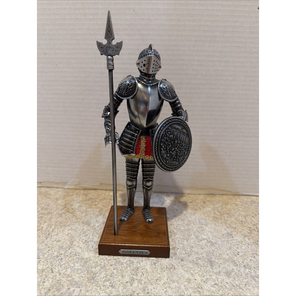 Vintage Marto Toledo Spain Miniature Knight Suit of Armor Halberd Shield 9in